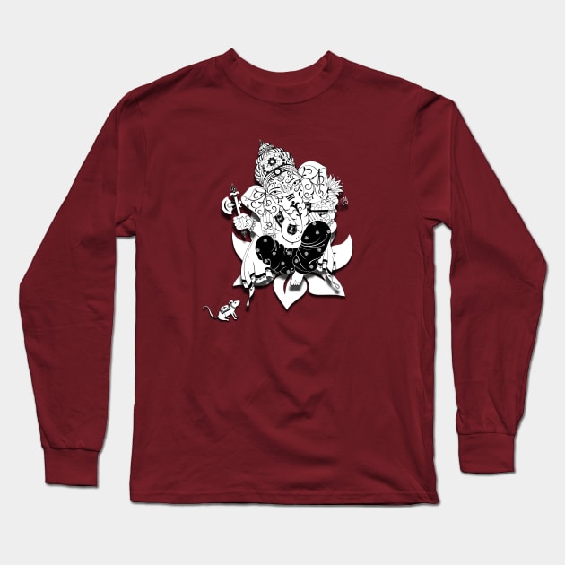 Lord Ganexa / Ganesha - The Obstruction Destroyer Long Sleeve T-Shirt by MandalaSoul